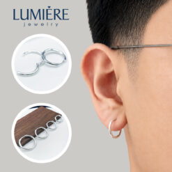 Khuyên Tai Tròn Trơn Bạc 925 Lumière Jewelry – Khuyên Tai Unisex Basic Tối Giản | A82