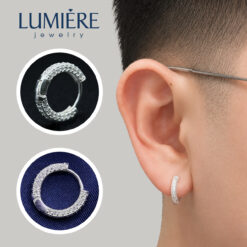 Khuyên Tai Tròn Đính Full Đá 2 Bên Bạc 925 Lumière Jewelry | A86