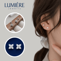 Khuyên Tai Nữ Đính Đá Hoa 4 Cánh Lumière Jewelry | A87