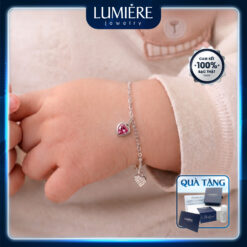 Lắc Tay Trẻ Em Bạc S925 Charm Tim Đính Đá Lumière Jewelry | LTK01