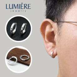 Khuyên Tai Vòng Tròn Trơn Bạc S925 Bản Dày Lumière Jewelry | A79