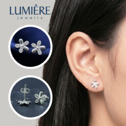 Khuyên Tai Nữ Hình Hoa 5 Cánh Đính Đá Lumière Jewelry | A78
