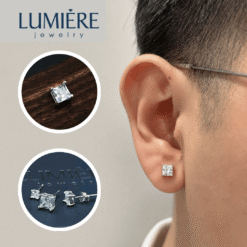 Khuyên Tai Đá Vuông Đơn Giản Bạc 925 Lumière Jewelry | A52