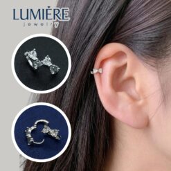 Khuyên Tai Helix Bạc S925 Lumière Jewelry Nơ Đính Đá CZ | A70
