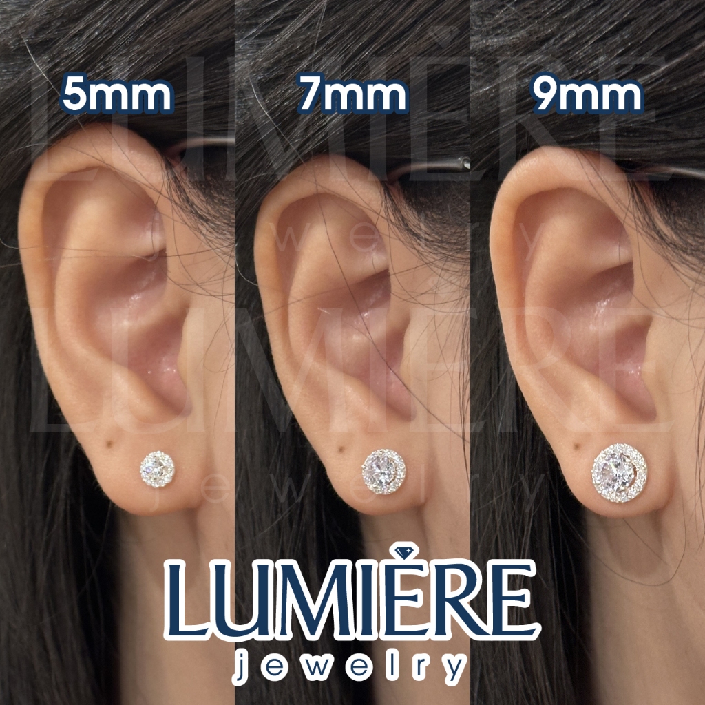 Khuyên tai bạc nữ dáng nụ đính đá basic thời trang Lumiere Jewelry