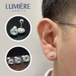 Khuyên Tai Đá Chủ Ở Giữa Ren Bi Vặn Lumière Jewelry | A35