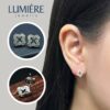 Khuyên Tai Cỏ 4 Lá Rỗng Ở Giữa Đá Bạc 925 Lumière Jewelry | A48